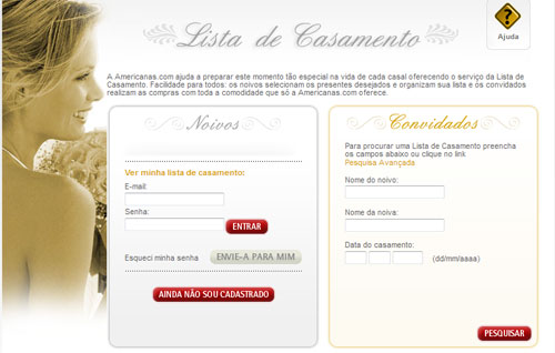 Lista de Casamento Americanas