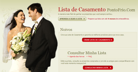Lista de Casamento Ponto Frio Lista de Casamento Ponto Frio