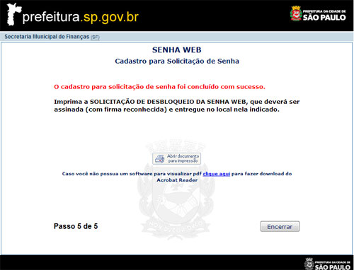 Nota Fiscal Paulistana - Desbloqueio da Senha Nota Fiscal Paulistana - Desbloqueio da Senha
