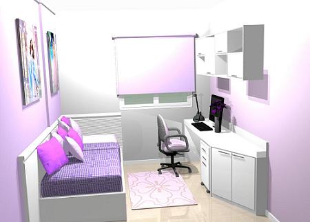 Quarto pequeno com móveis planejados