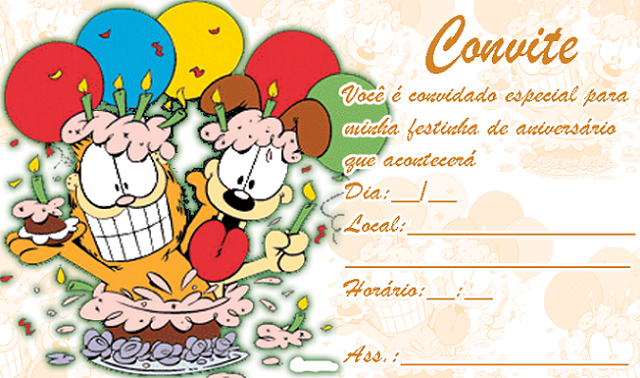 Modelo de Convite de Aniversário para Imprimir