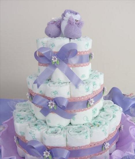 Bolo de Fraldas para Chá de Bebê